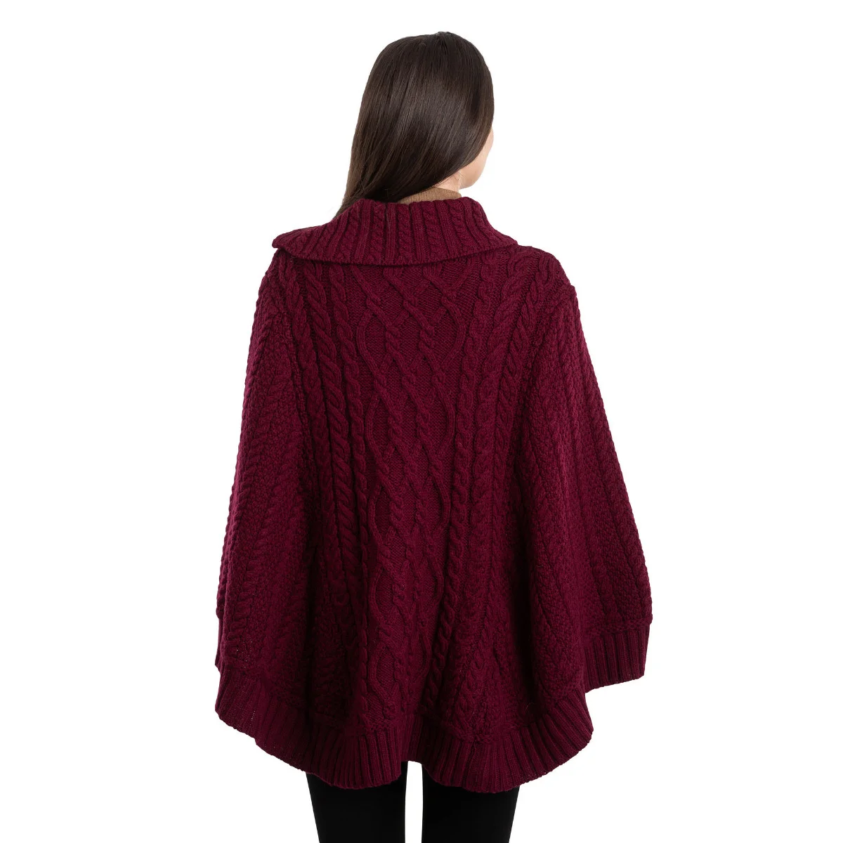 100% Merino Wool Cowl Neck Zipper Poncho – Irish Aran Knit | Pregnancy-Friendly Warmth - Image 11 | Lily's Pad Studio