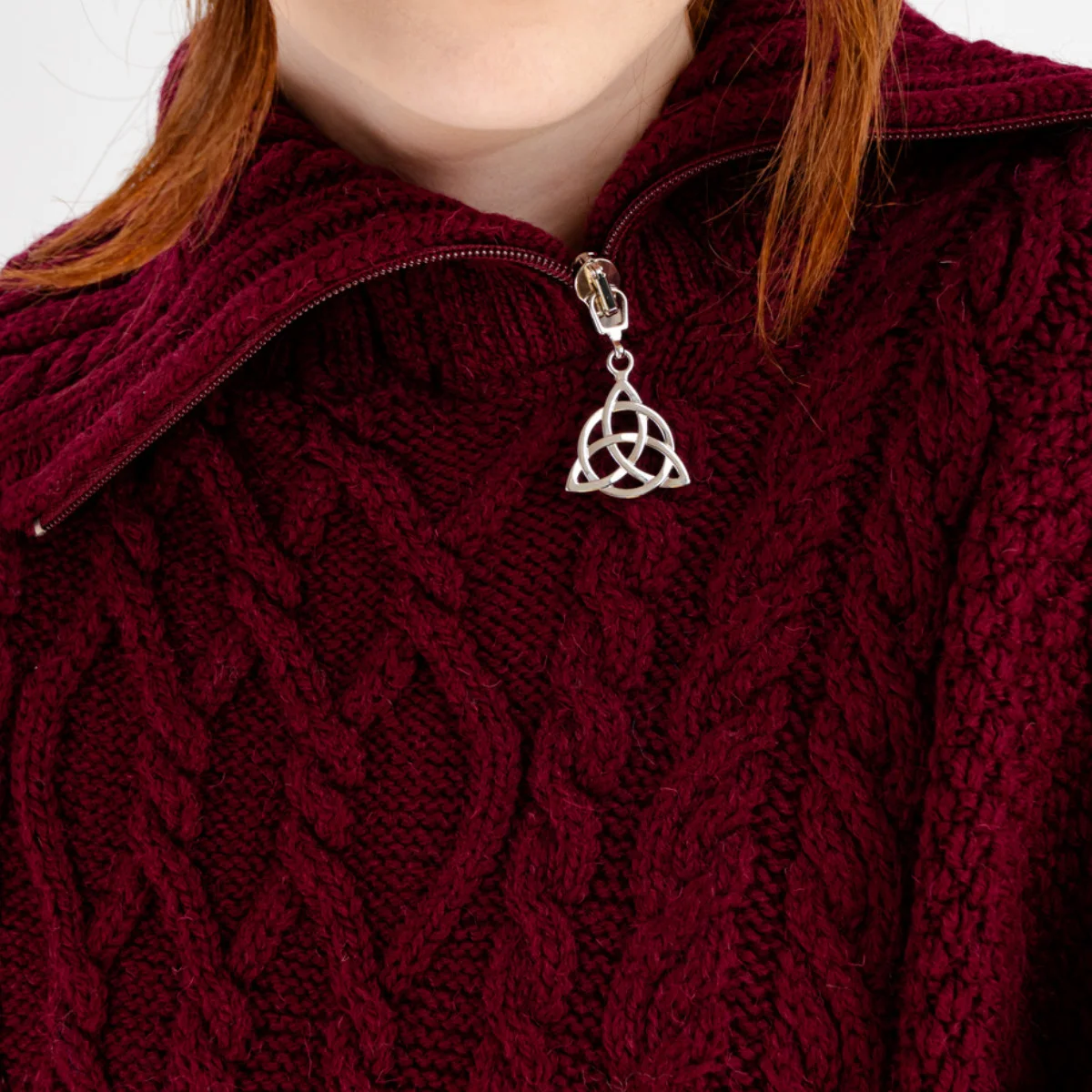 100% Merino Wool Cowl Neck Zipper Poncho – Irish Aran Knit | Pregnancy-Friendly Warmth - Image 15 | Lily's Pad Studio