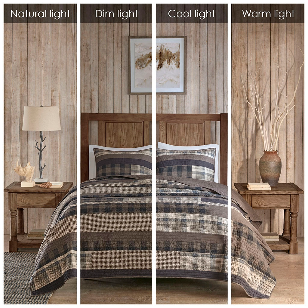 3-Piece Reversible Full/Queen Taupe Quilt Set with Throw Pillow – Two-Sided Comfort Bedding Set - Image 6 | Lily's Pad Studio