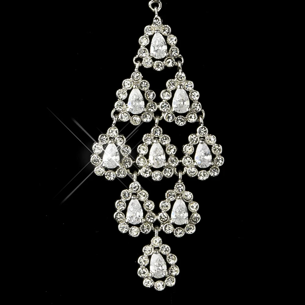 Antique Silver Austrian Crystal Necklace & Earrings Bridal Jewelry Set – Wedding Accessories - Image 4 | Lily's Pad Studio