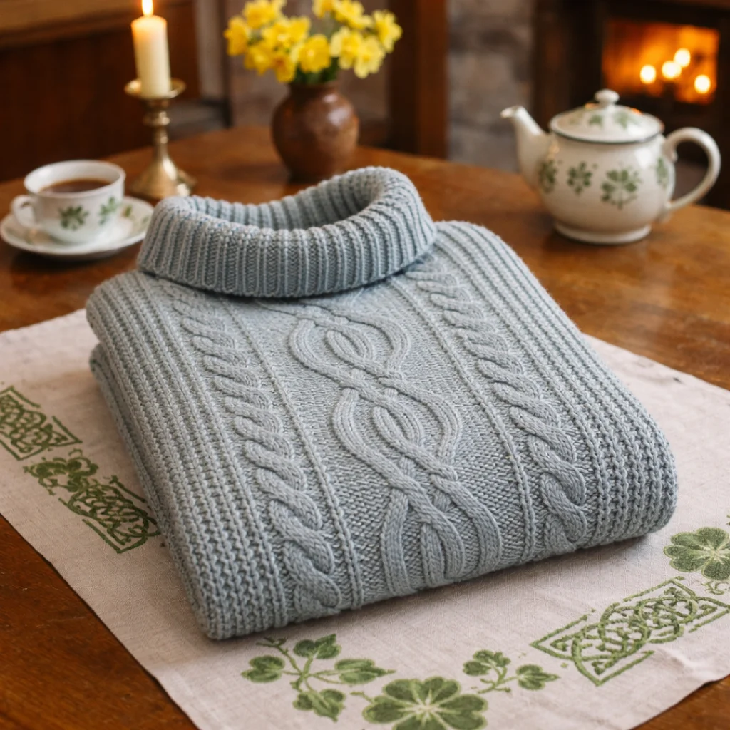 Aran Cowl Neck Merino Wool Poncho | Irish Cable Knit Shawl - Image 21 | Lily's Pad Studio