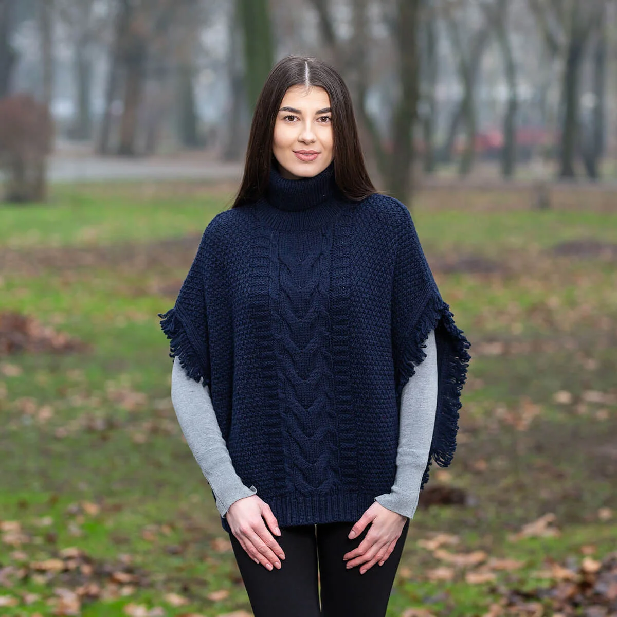 Aran Cowl Neck Poncho - Image 2 | Lily's Pad Studio
