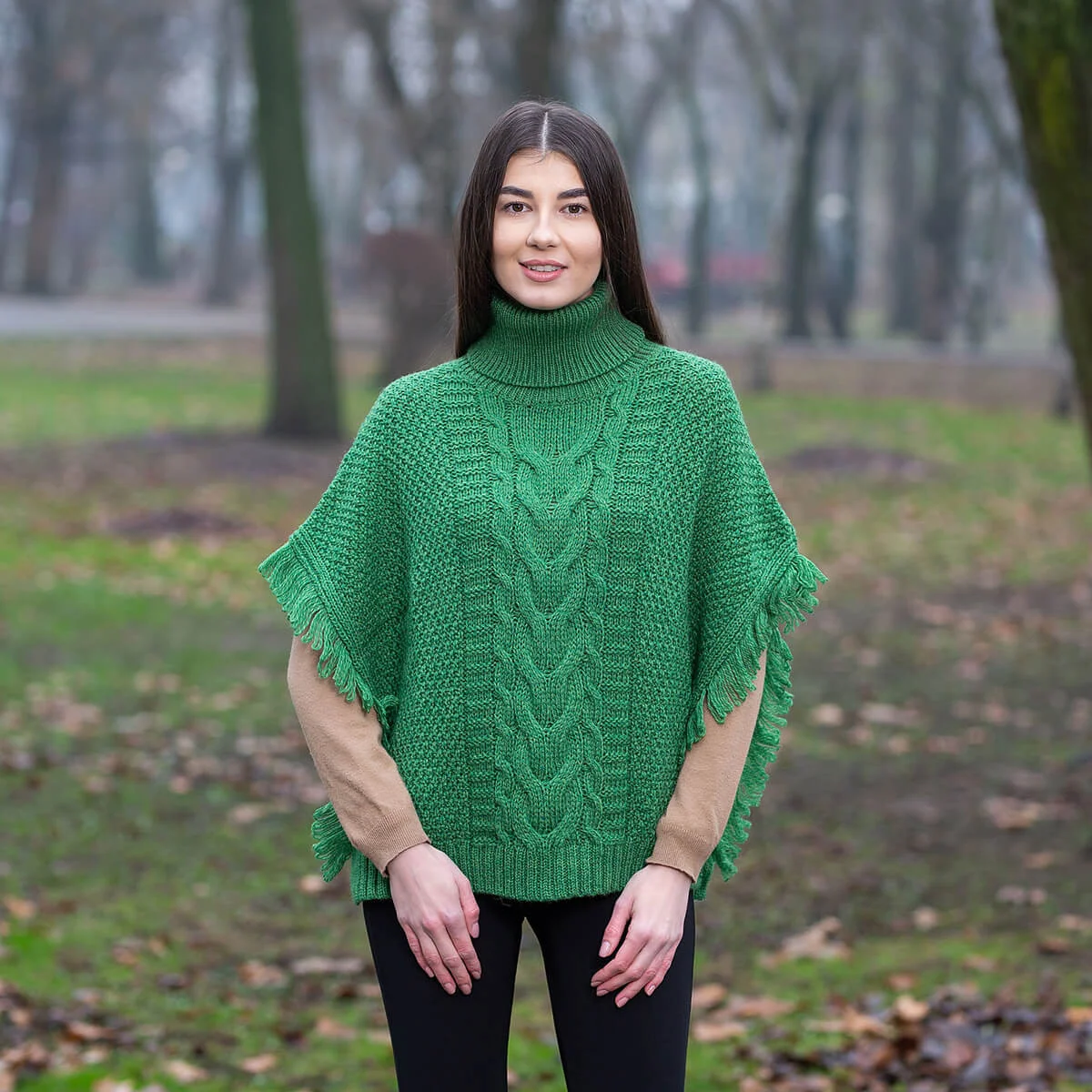 Aran Cowl Neck Poncho - Image 3 | Lily's Pad Studio