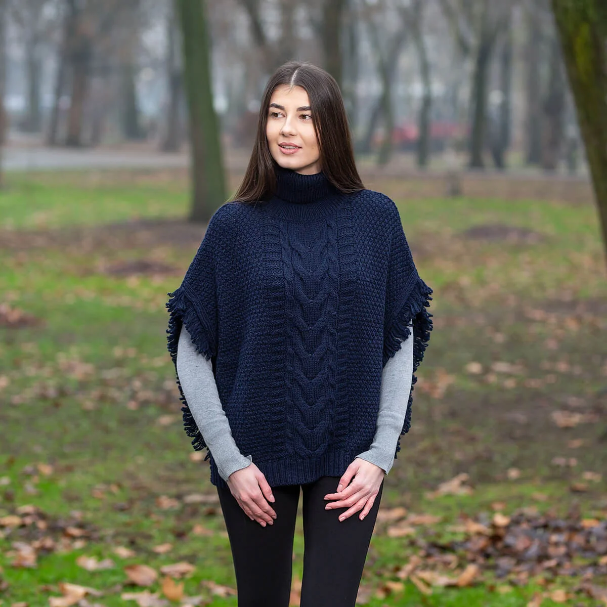 Aran Cowl Neck Poncho - Image 5 | Lily's Pad Studio