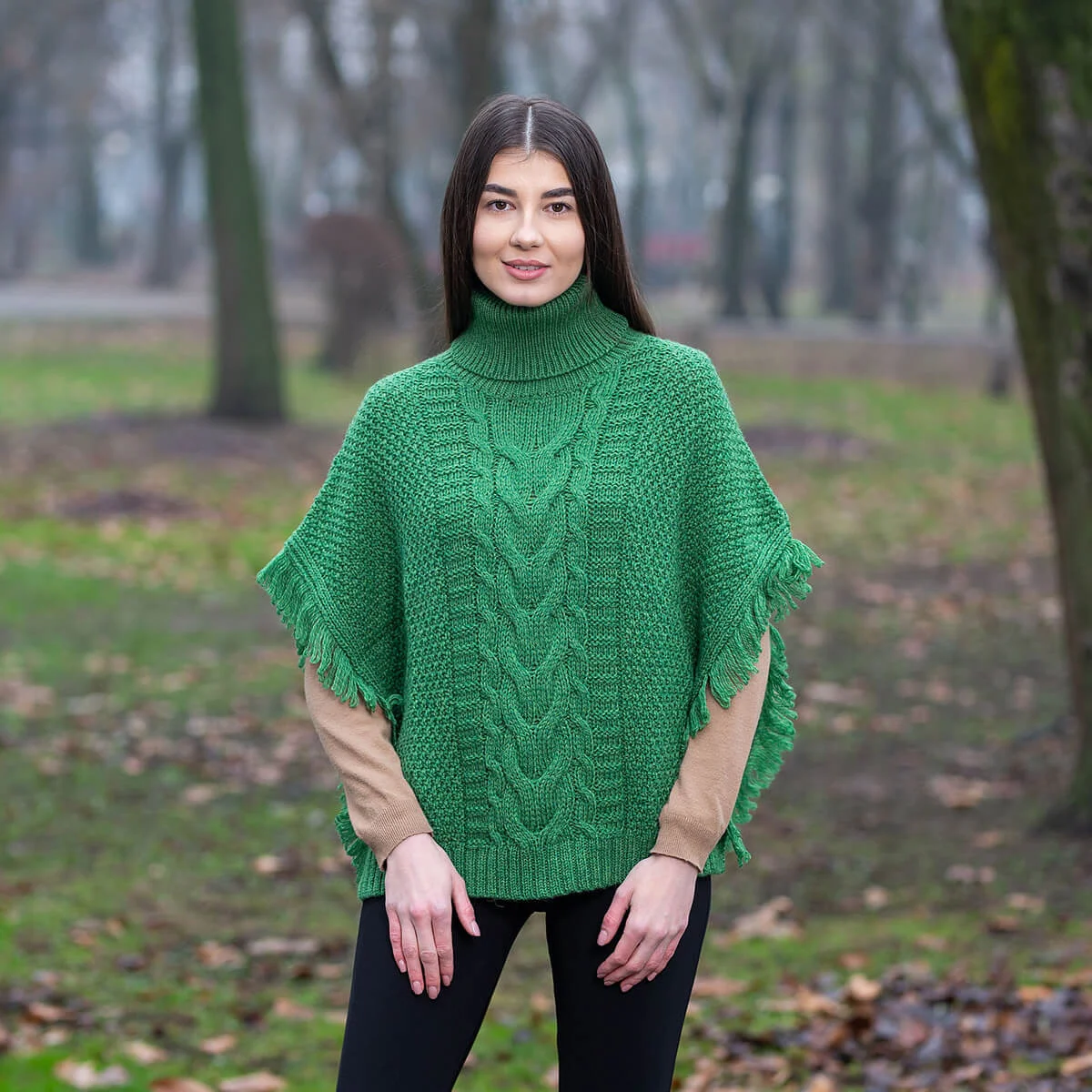 Aran Cowl Neck Poncho - Image 6 | Lily's Pad Studio