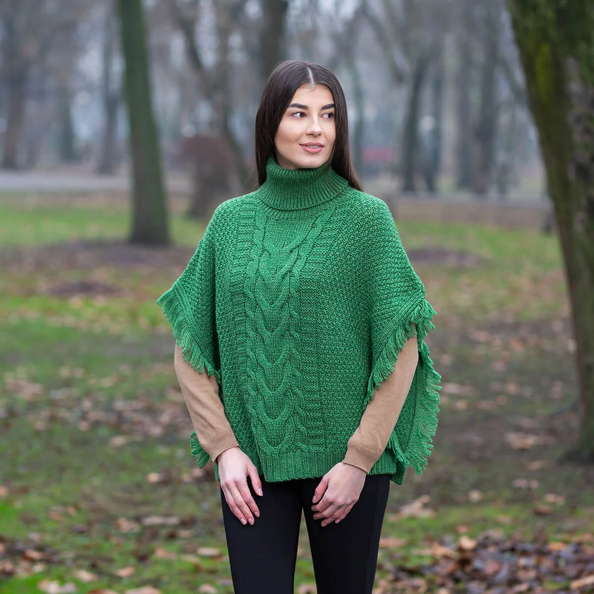 Aran Cowl Neck Poncho - Image 8 | Lily's Pad Studio