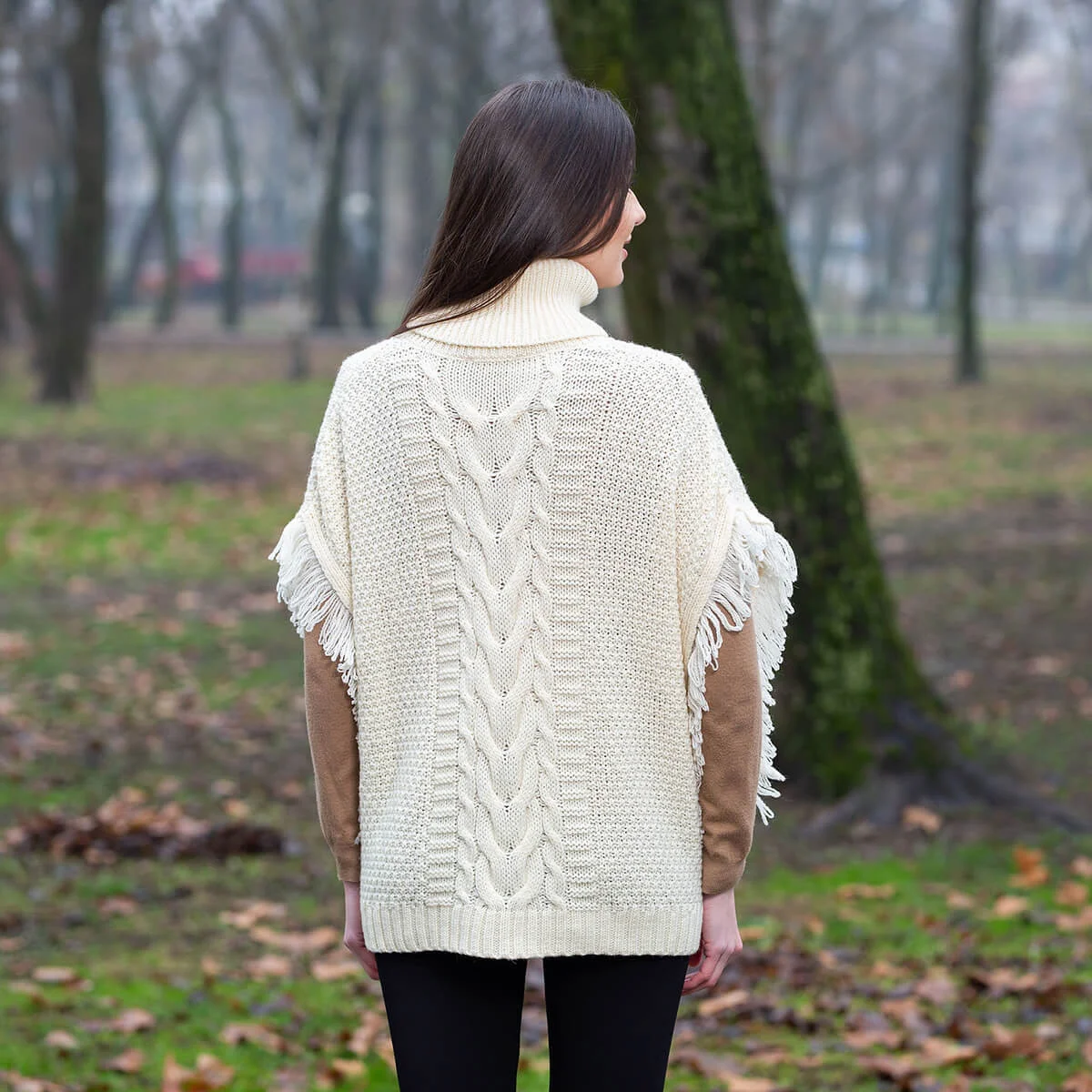 Aran Cowl Neck Poncho - Image 9 | Lily's Pad Studio