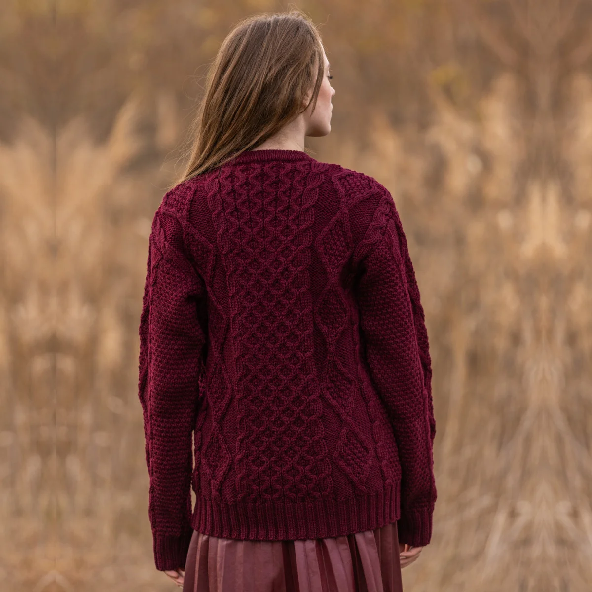 Aran Fisherman Cable Knit Sweater – Classic Wool Crewneck Knit - Image 7 | Lily's Pad Studio