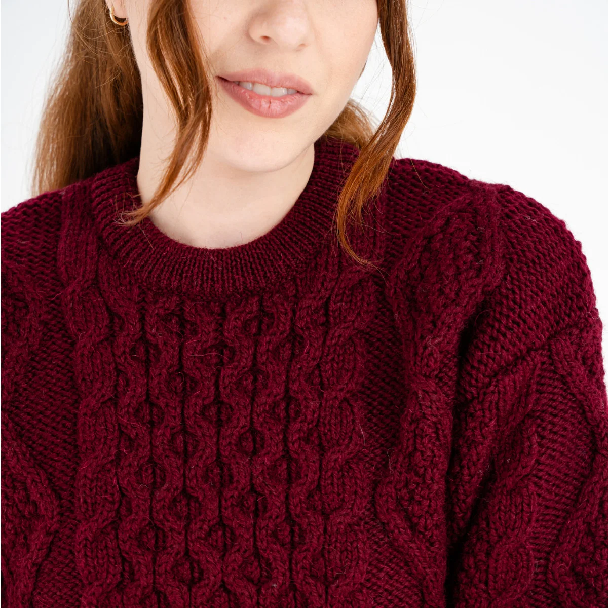 Aran Fisherman Cable Knit Sweater – Classic Wool Crewneck Knit - Image 11 | Lily's Pad Studio