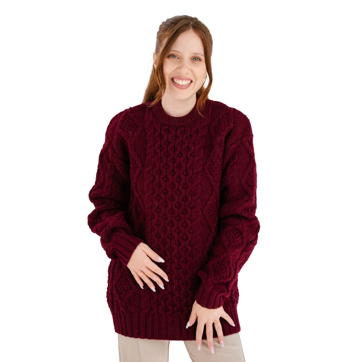 Aran Fisherman Cable Knit Sweater – Classic Wool Crewneck Knit - Image 12 | Lily's Pad Studio