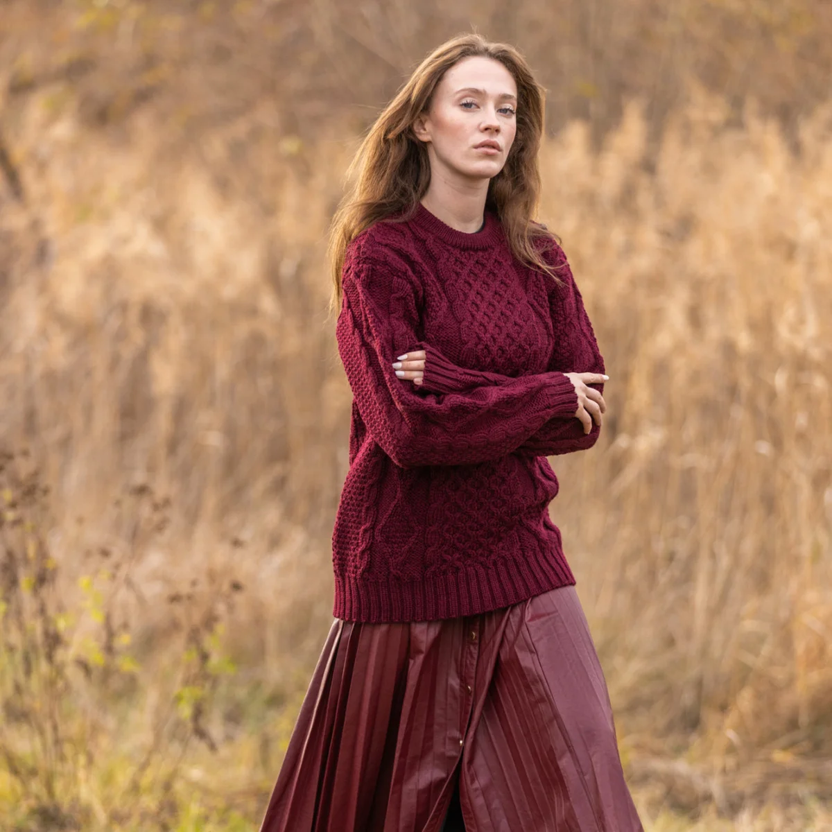 Aran Fisherman Cable Knit Sweater – Classic Wool Crewneck Knit - Image 4 | Lily's Pad Studio