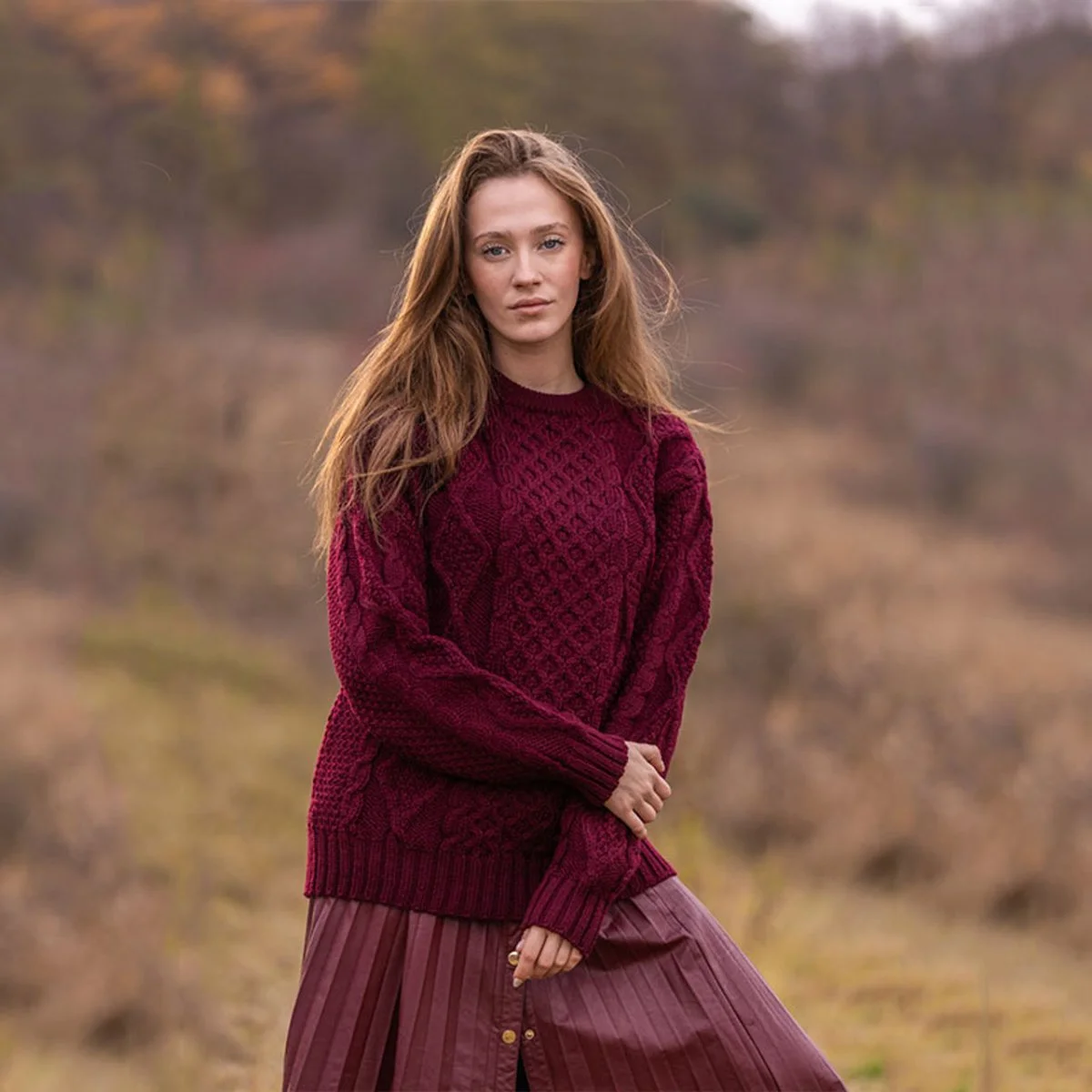Aran Fisherman Cable Knit Sweater – Classic Wool Crewneck Knit - Image 5 | Lily's Pad Studio