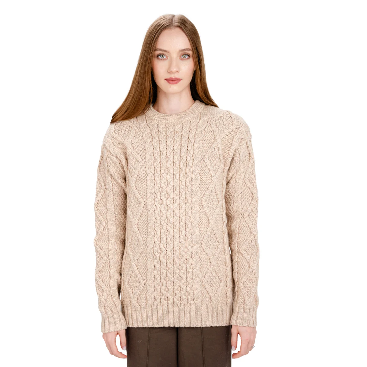 Aran Fisherman Cable Knit Sweater – Classic Wool Crewneck Knit - Image 14 | Lily's Pad Studio
