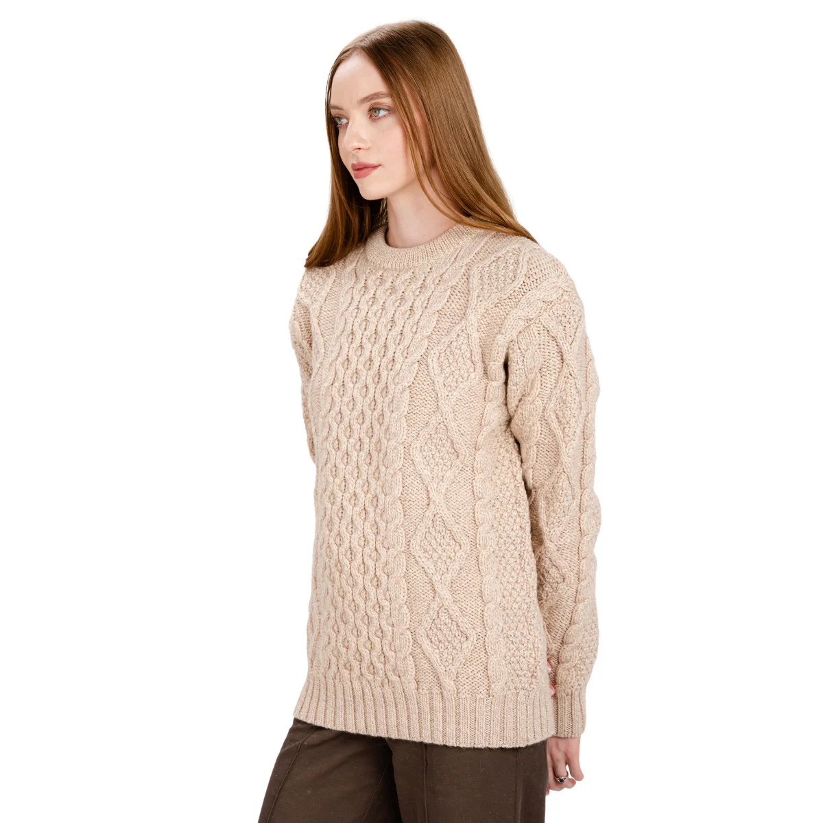 Aran Fisherman Cable Knit Sweater – Classic Wool Crewneck Knit - Image 16 | Lily's Pad Studio