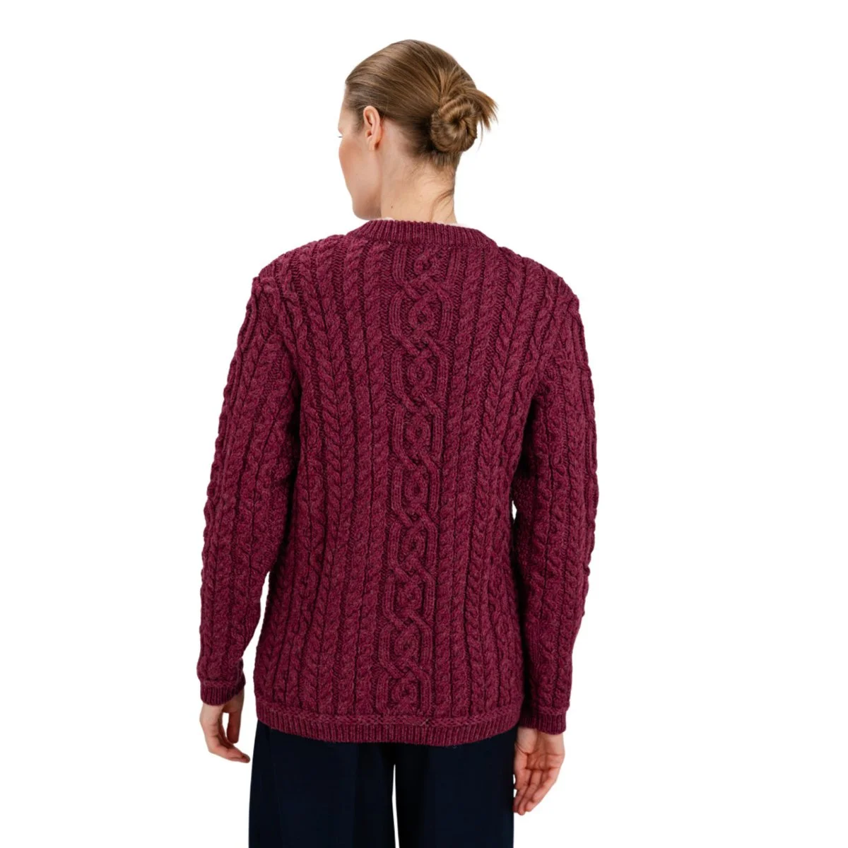 Aran Knit Ladies Cardigan with Leather Buttons – Women’s Cable Wool Sweater Coat - Image 25 | Lily's Pad Studio