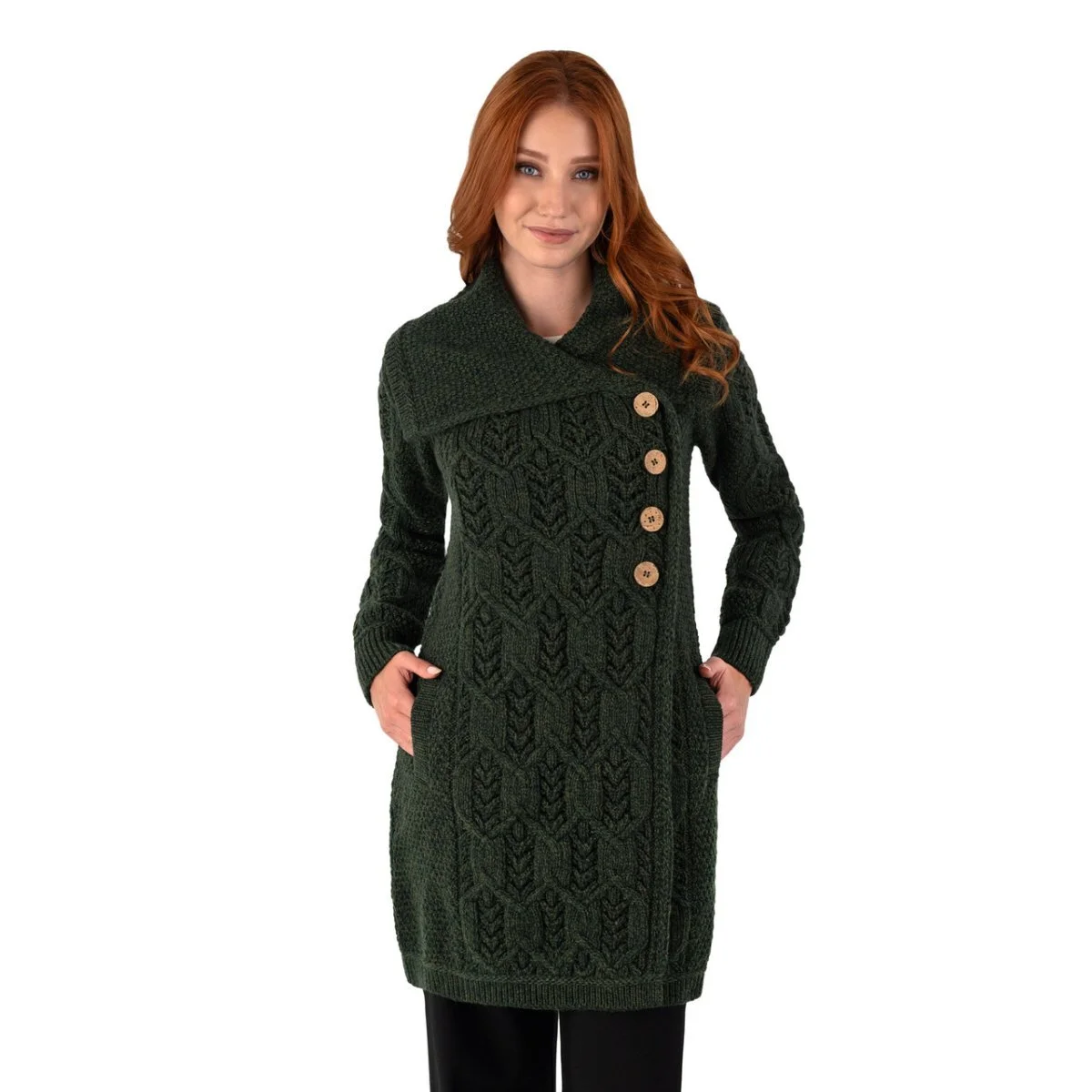 Aran Knit Tree of Life Wool Coat – Women’s Merino Wool Cable Knit Coat - Image 11 | Lily's Pad Studio