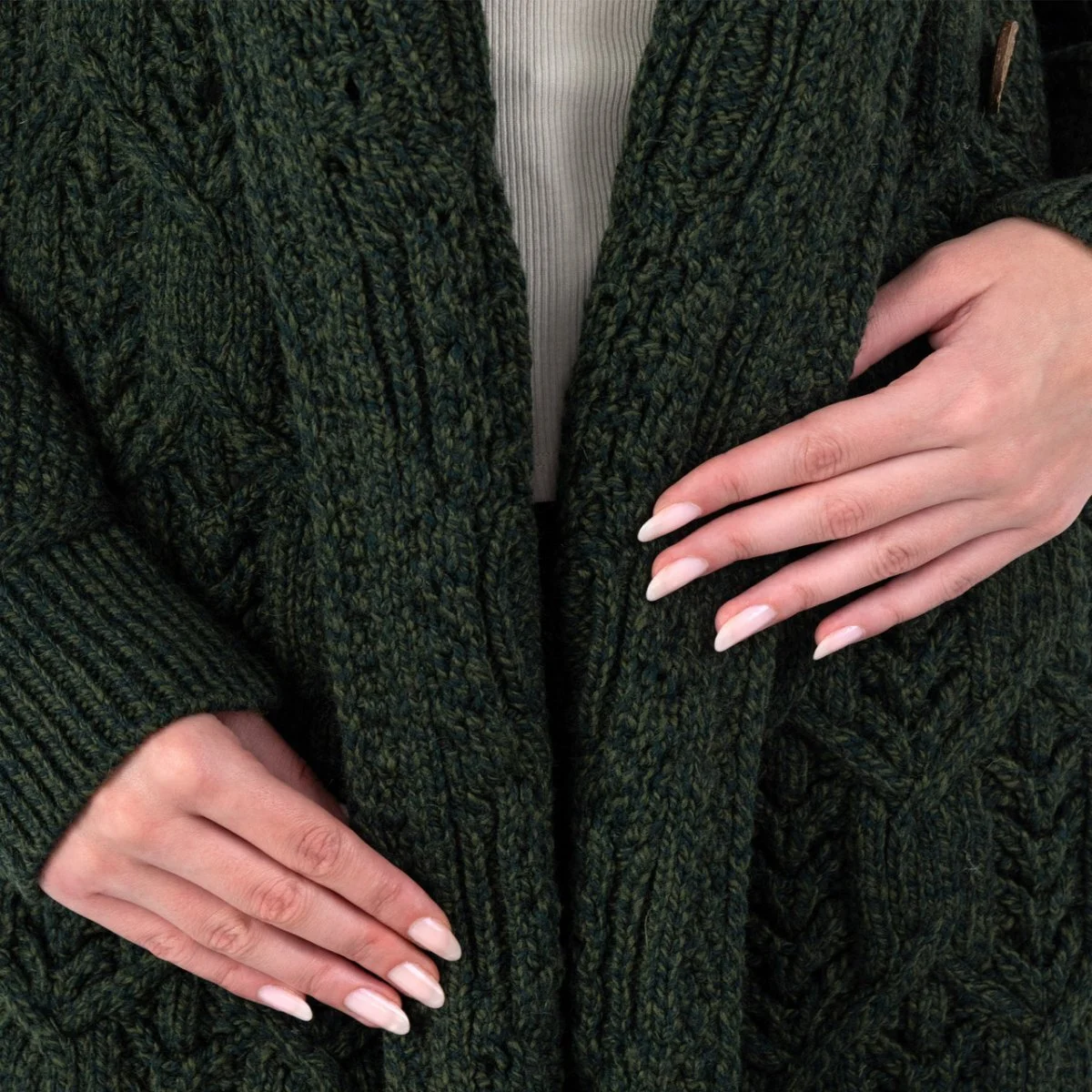 Aran Knit Tree of Life Wool Coat – Women’s Merino Wool Cable Knit Coat - Image 13 | Lily's Pad Studio