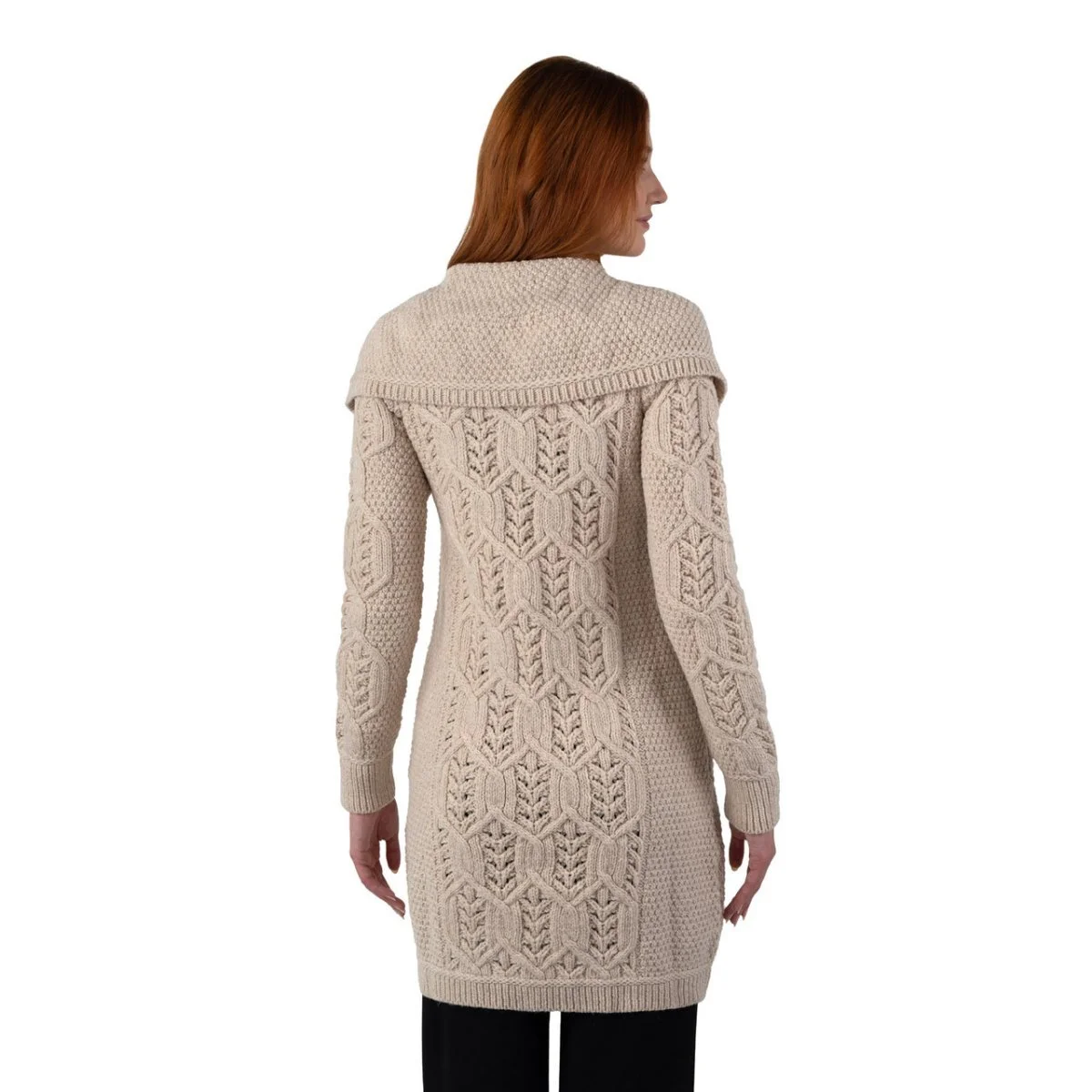 Aran Knit Tree of Life Wool Coat – Women’s Merino Wool Cable Knit Coat - Image 18 | Lily's Pad Studio