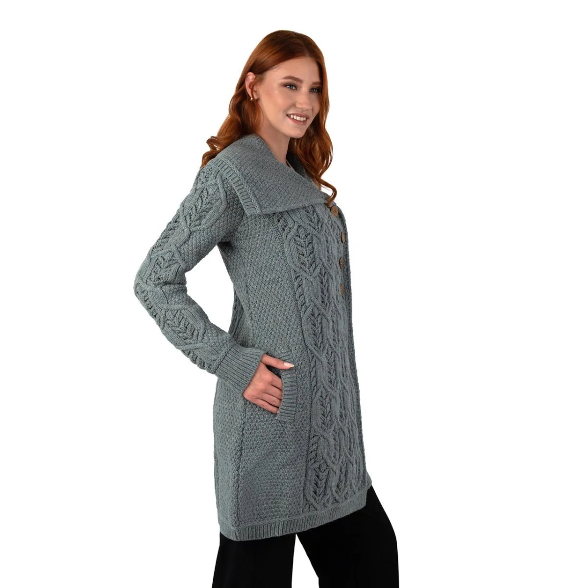 Aran Knit Tree of Life Wool Coat – Women’s Merino Wool Cable Knit Coat - Image 21 | Lily's Pad Studio