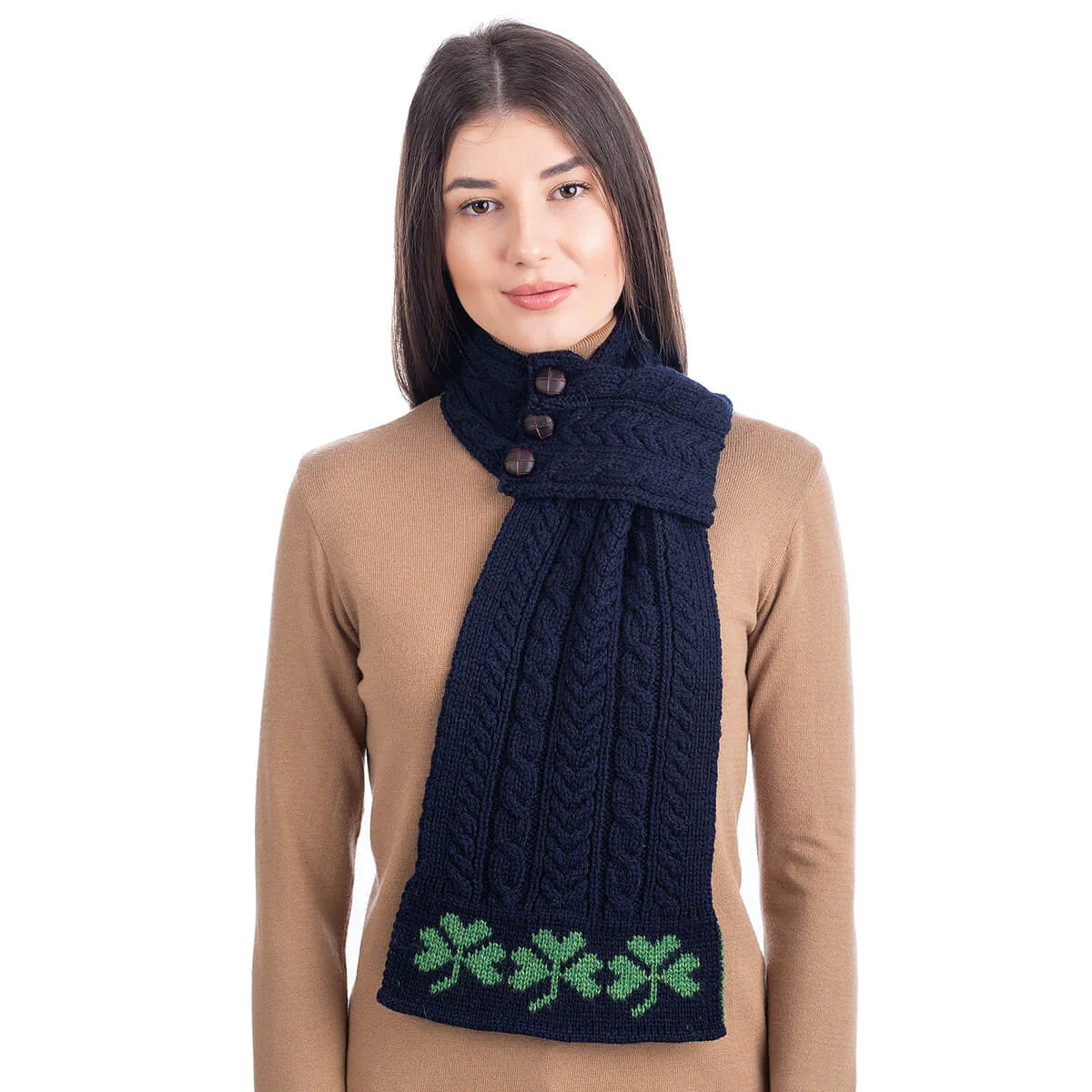 Aran Loop Scarf featuring Shamrock Pattern - Image 2 | Lily's Pad Studio