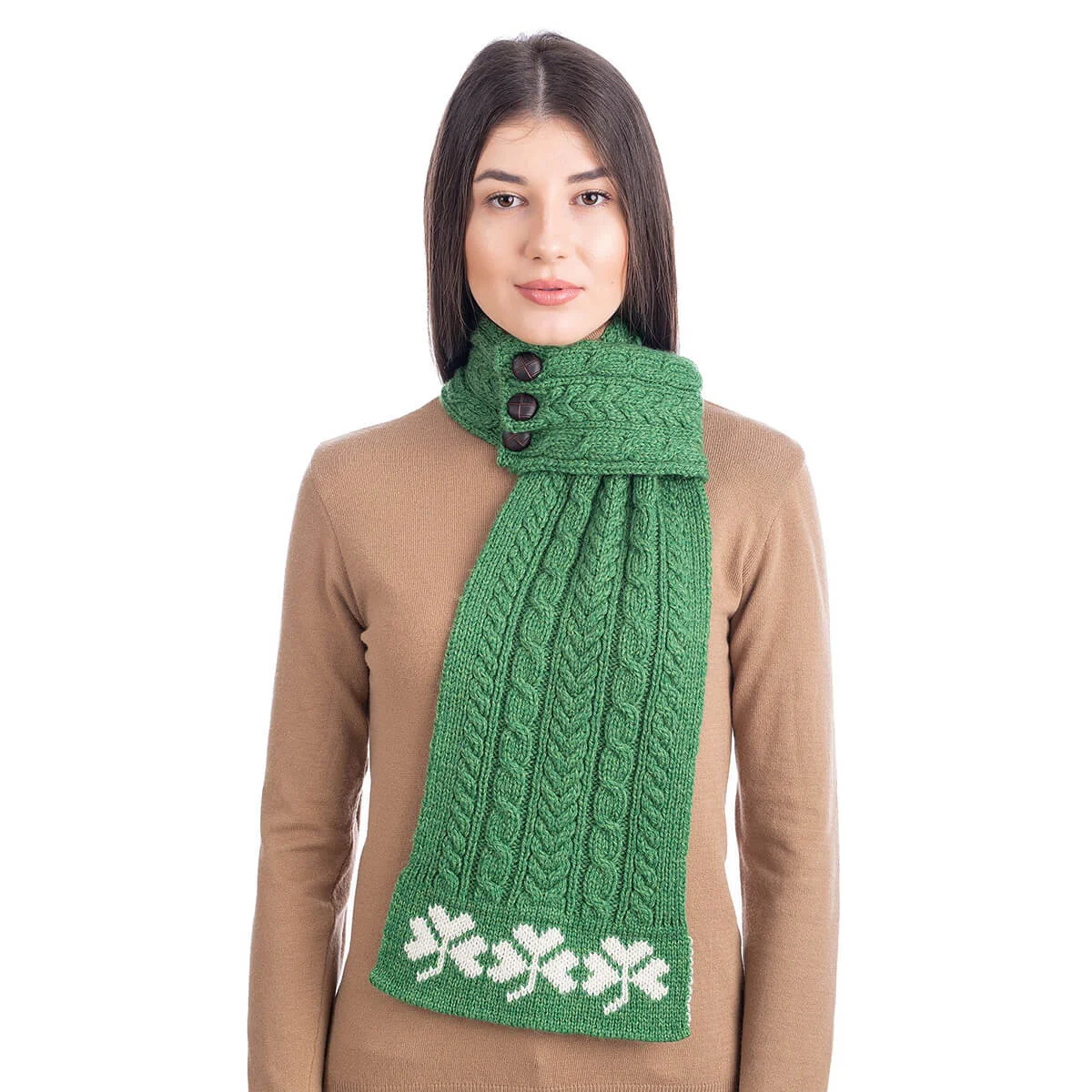 Aran Loop Scarf featuring Shamrock Pattern - Image 3 | Lily's Pad Studio
