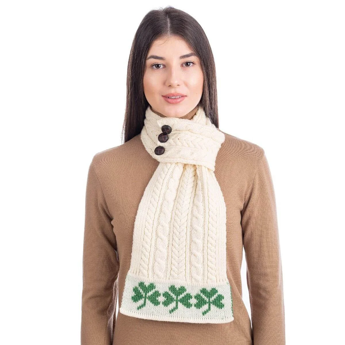 Aran Loop Scarf featuring Shamrock Pattern - Image 4 | Lily's Pad Studio