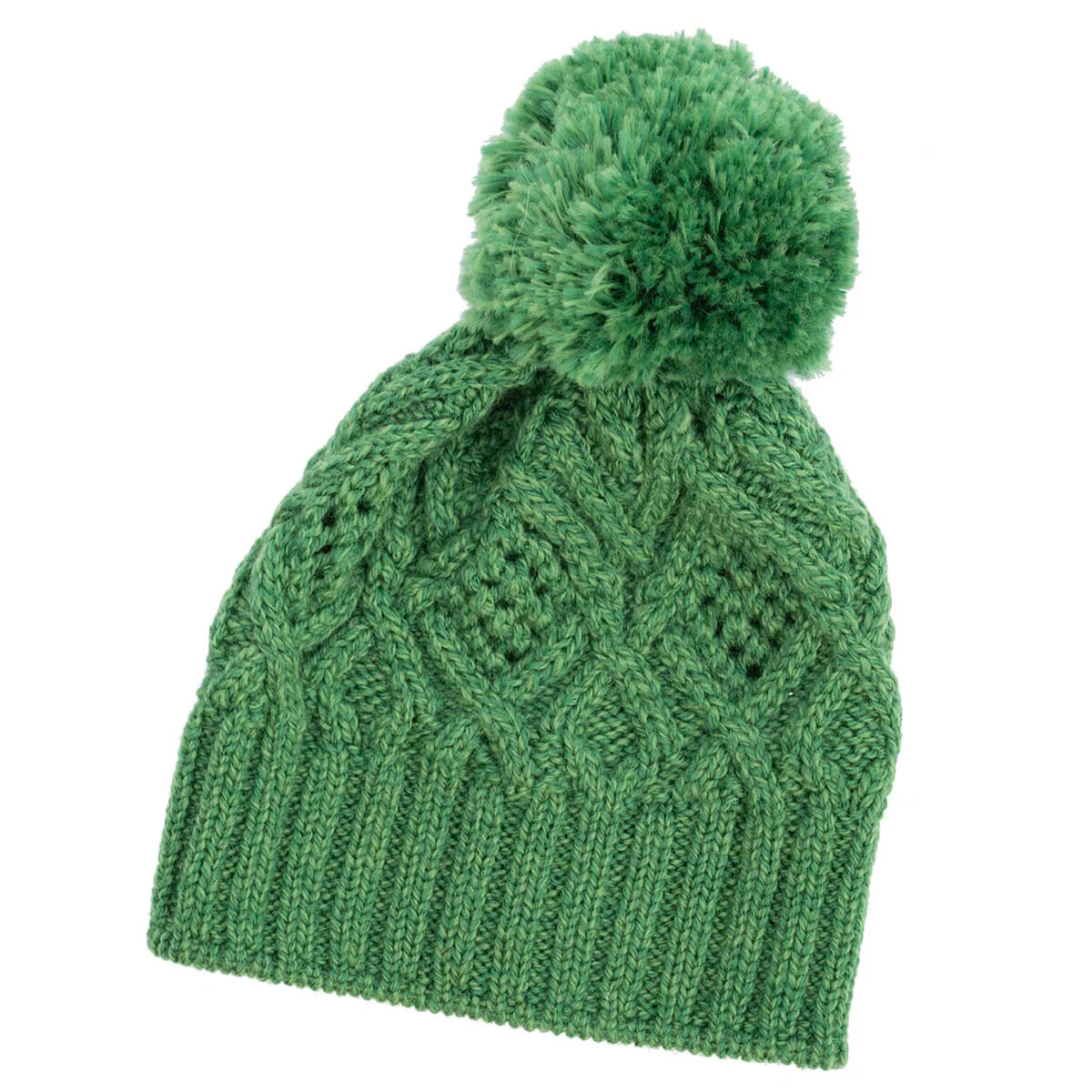 Aran Wool Bobble Hat – Irish Merino Wool Cable Knit Beanie - Image 6 | Lily's Pad Studio