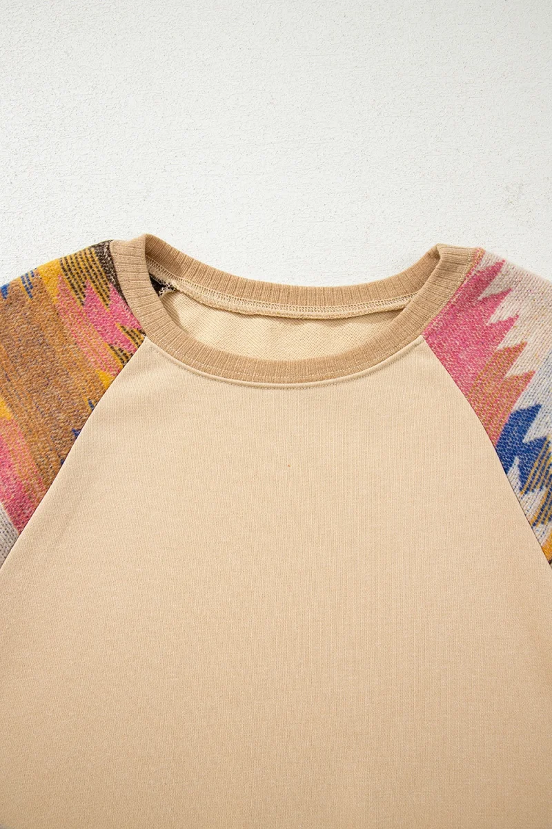 Aztec Bubble Sleeve Patchwork Western Sweatshirt - Image 7 | Lily's Pad Studio
