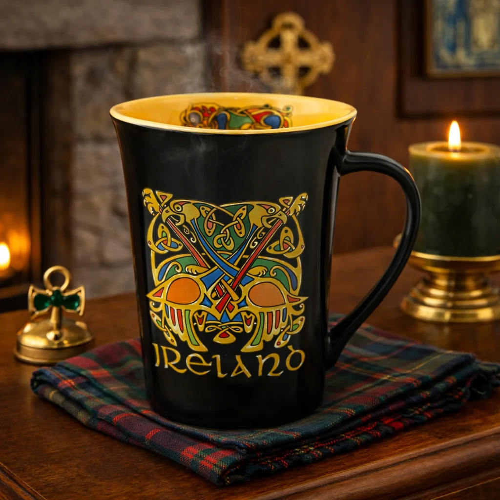 Black Celtic Knot Irish Ceramic Mug – Book of Kells Design - Home | Lily's Pad Studio