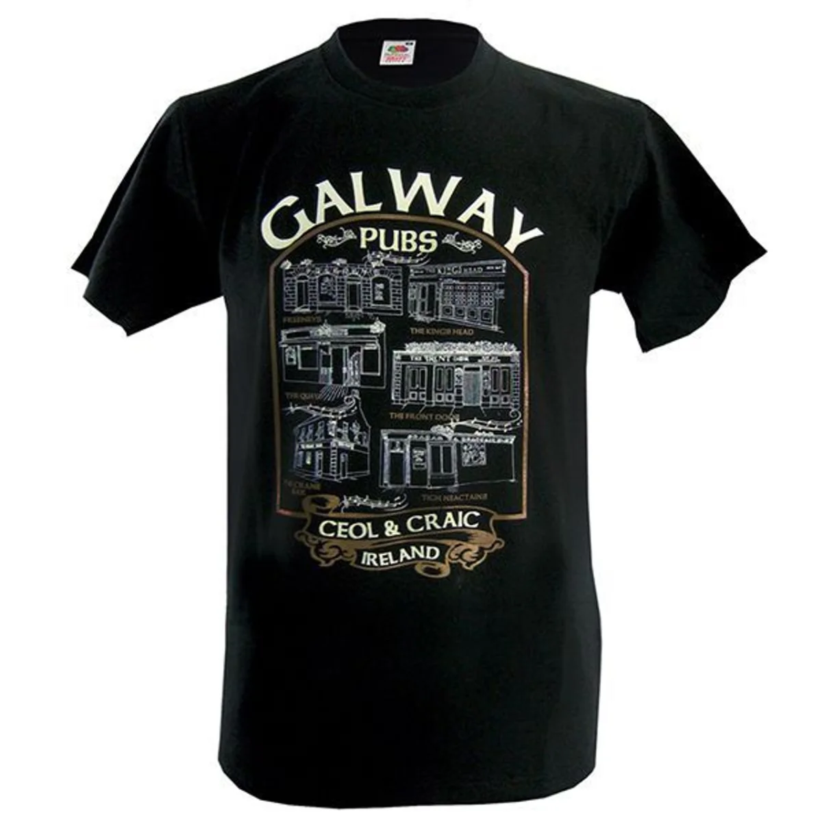 Black Galway Irish Pubs Cotton Men's T-Shirt | Lily's Pad Studio