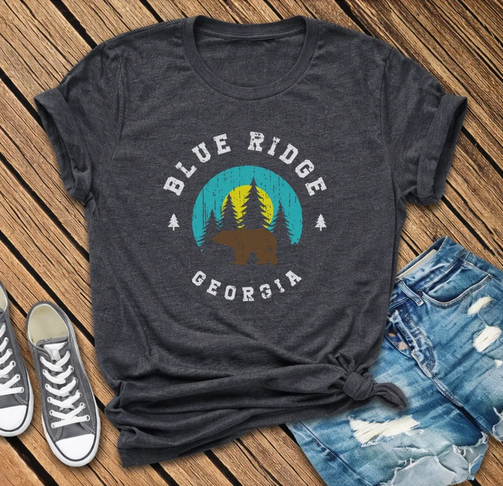 Blue Ridge Georgia Bear Tee | Mountain Sunset Forest Graphic Shirt - Image 2 | Lily's Pad Studio