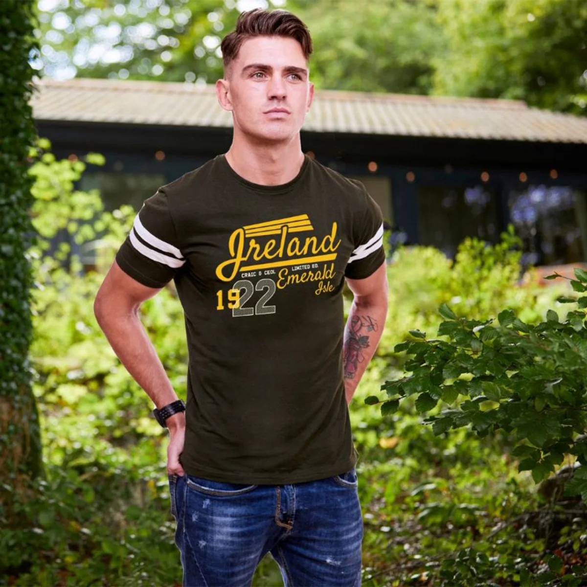 Bottle Cream Emerald Ireland 1922 Cotton T-Shirt - Image 3 | Lily's Pad Studio