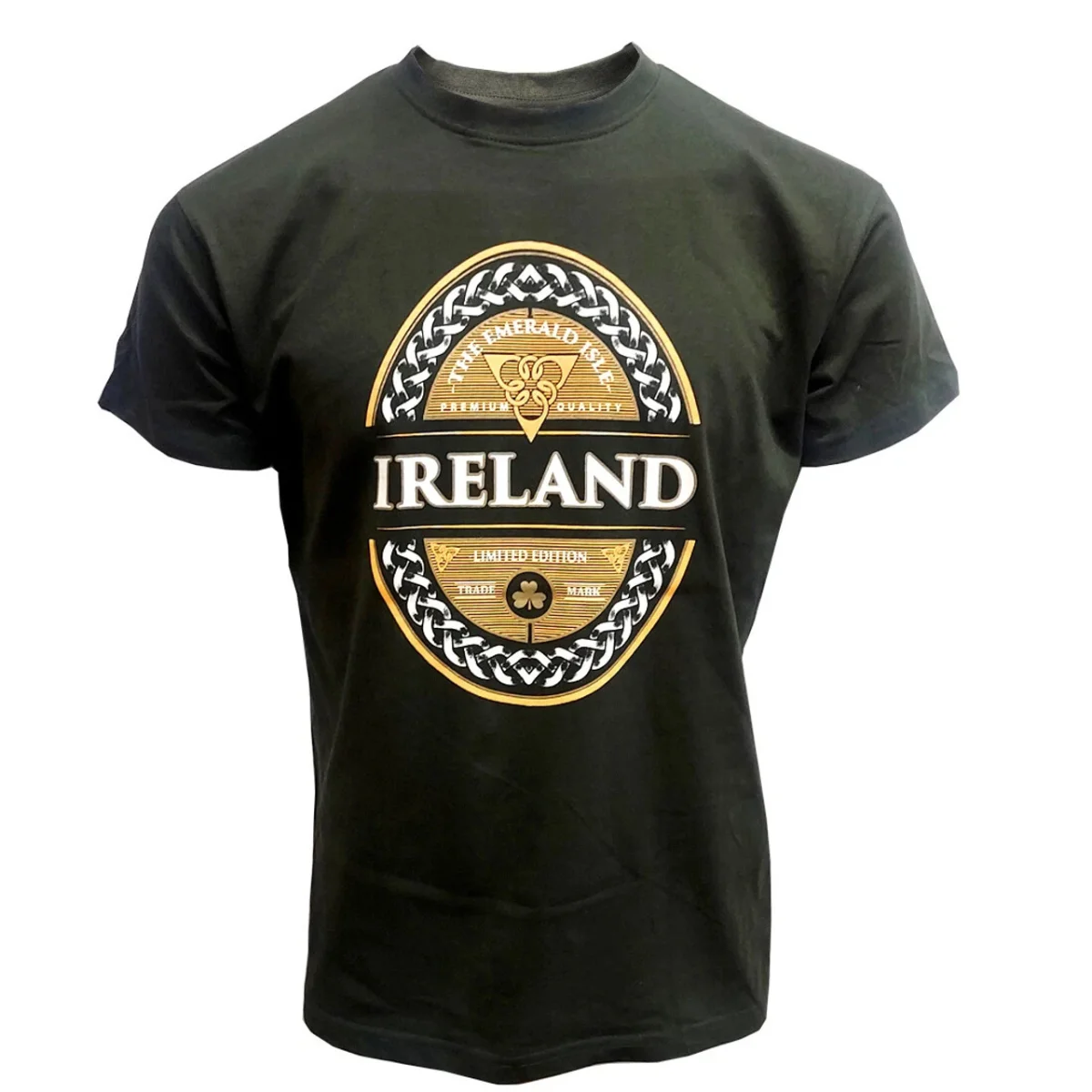 Bottle Green Celtic Emblem Recycled Blend T-Shirt - Image 1 | Lily's Pad Studio