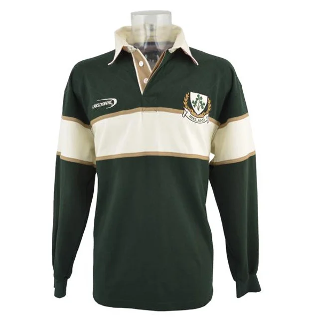Bottle Green Ireland Rugby Shirt - 3 Shamrock Crest | Lily's Pad Studio