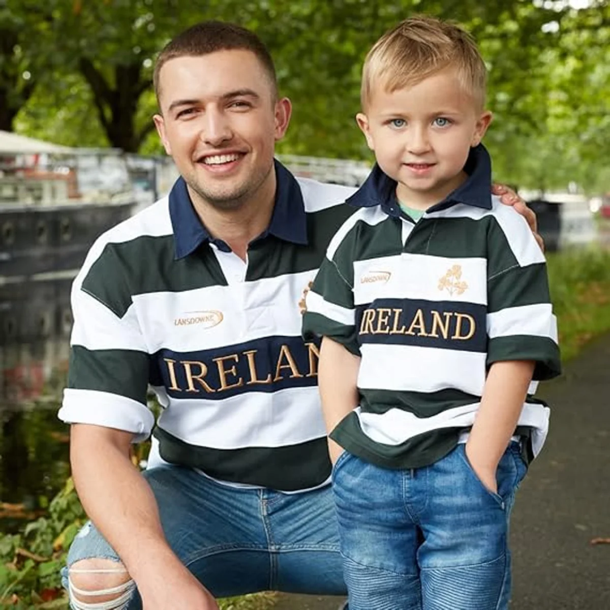 Bottle Green/White/Gold Striped Short Sleeve Rugby Shirt - Image 4 | Lily's Pad Studio