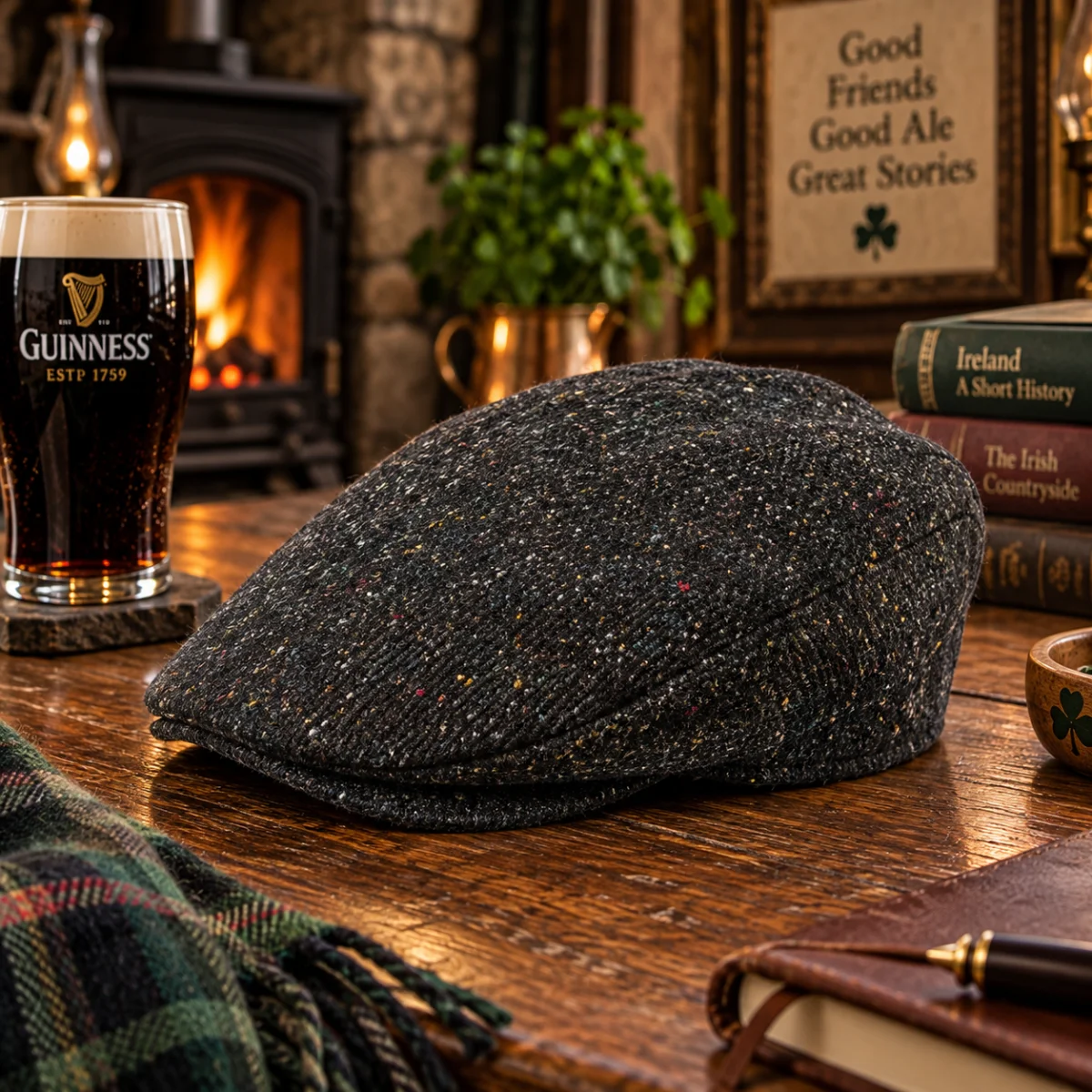Boyne Valley Donegal Tweed Cap - Traditional Irish Flat Cap | Lily's Pad Studio