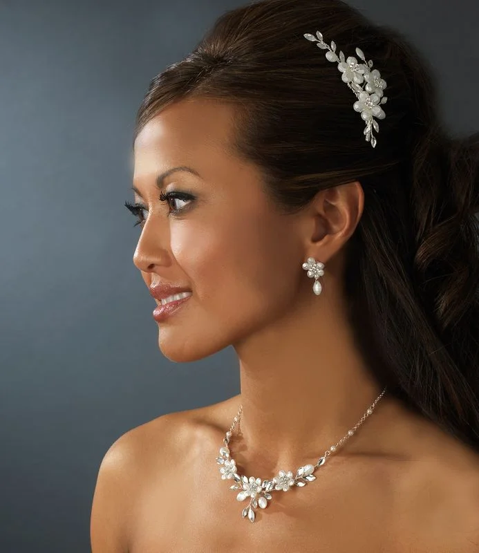 Bridal Necklace, Earrings & Hair Comb Set – Crystal Wedding Jewelry Set - Image 3 | Lily's Pad Studio