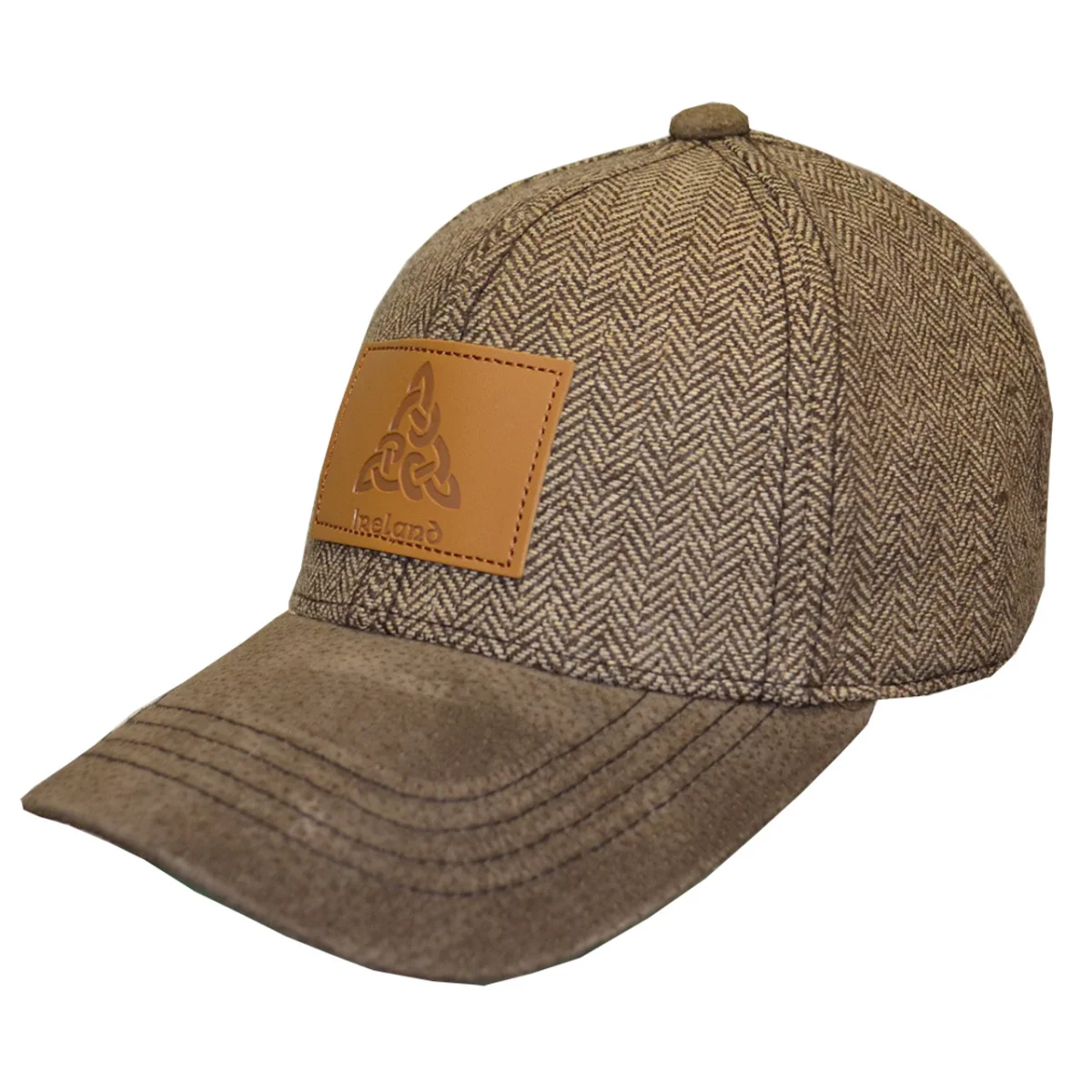 Brown Ireland Tweed Suede Peak Baseball Cap | Lily's Pad Studio