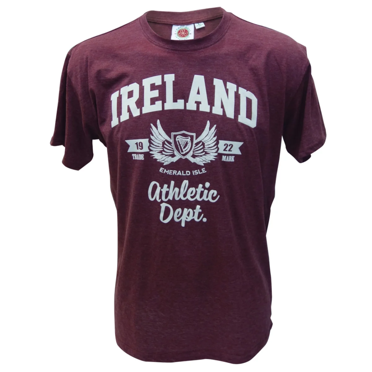 Burgundy Ireland Harp and Wings Cotton T-Shirt | Lily's Pad Studio