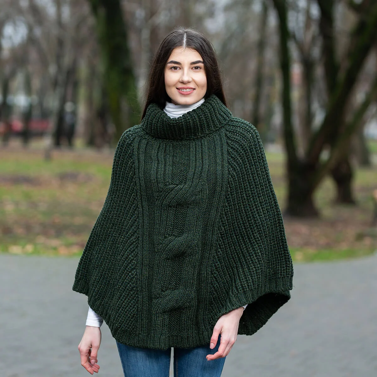 Cable Cowlneck Poncho - Image 3 | Lily's Pad Studio