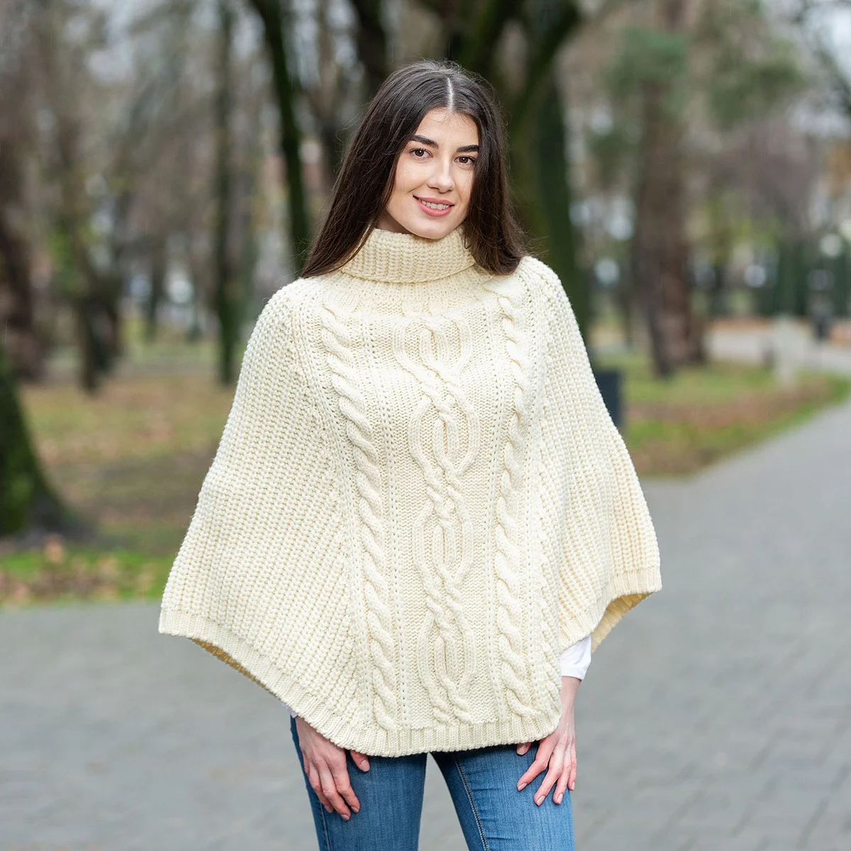 Cable Cowlneck Poncho - Image 4 | Lily's Pad Studio
