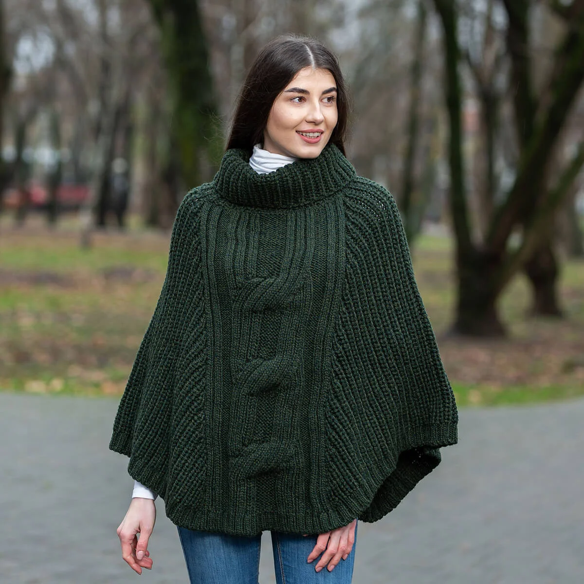 Cable Cowlneck Poncho - Image 5 | Lily's Pad Studio