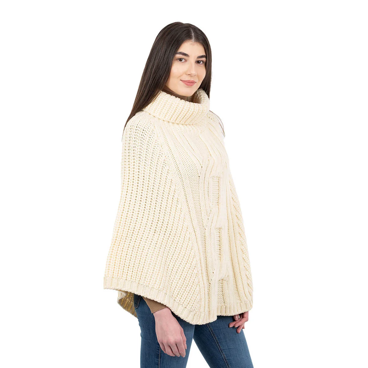 Cable Cowlneck Poncho - Image 7 | Lily's Pad Studio
