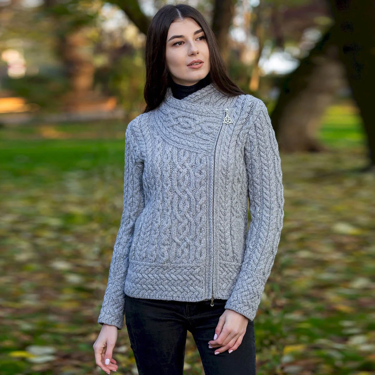 Cable Knit Side Zip Cardigan - Image 2 | Lily's Pad Studio