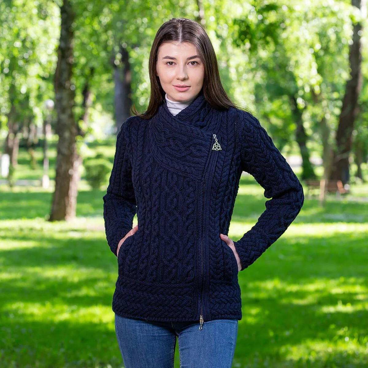 Cable Knit Side Zip Cardigan - Image 3 | Lily's Pad Studio