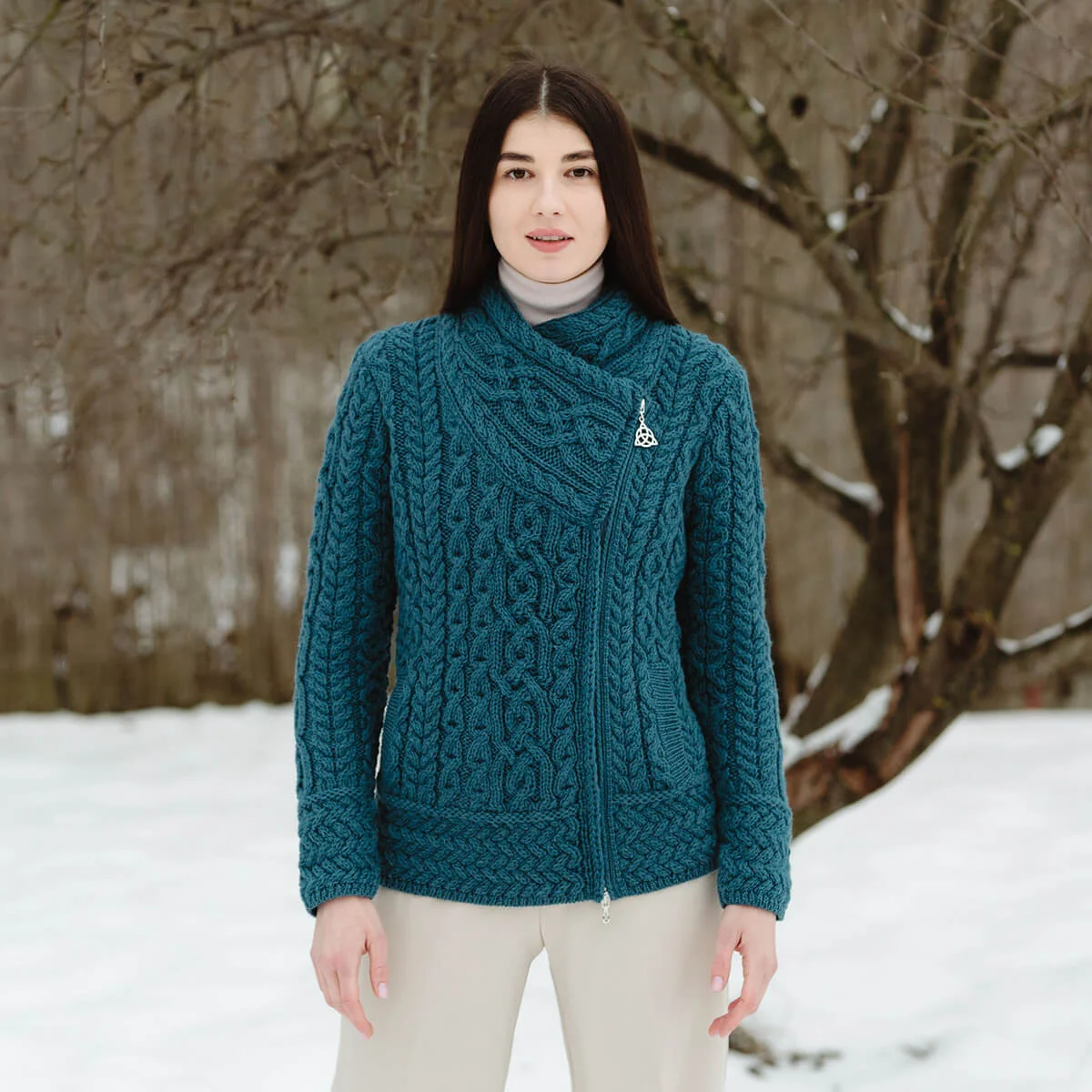 Cable Knit Side Zip Cardigan - Image 4 | Lily's Pad Studio