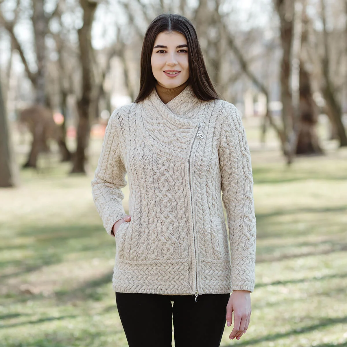 Cable Knit Side Zip Cardigan - Image 5 | Lily's Pad Studio