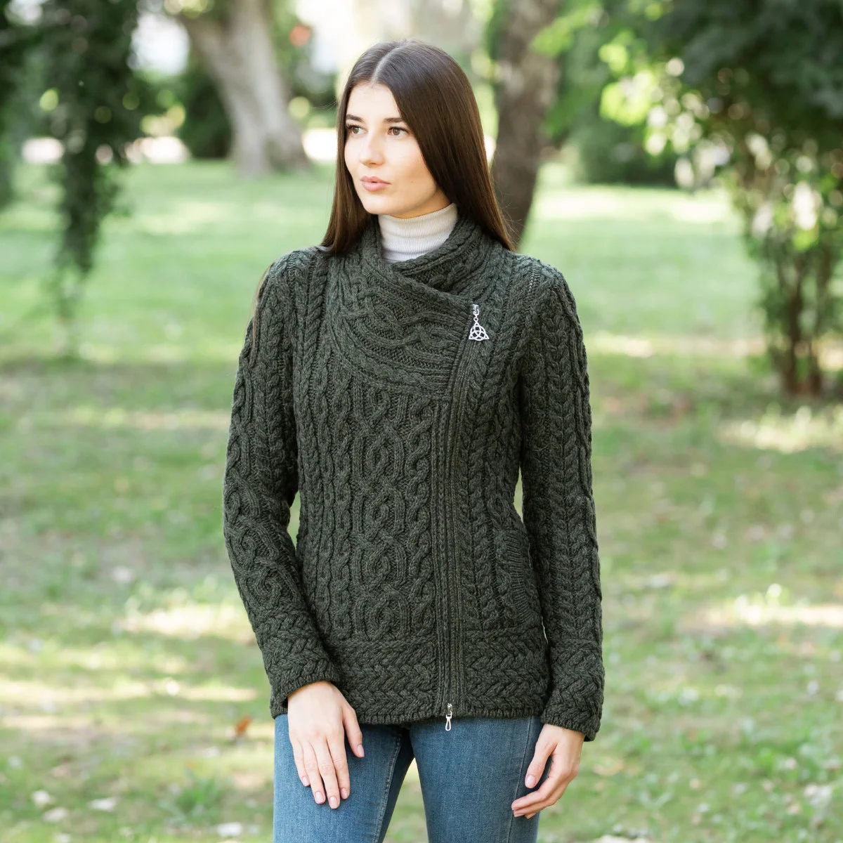 Cable Knit Side Zip Cardigan - Image 10 | Lily's Pad Studio