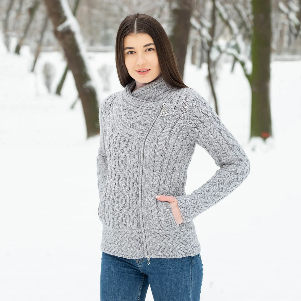 Cable Knit Side Zip Cardigan - Image 11 | Lily's Pad Studio