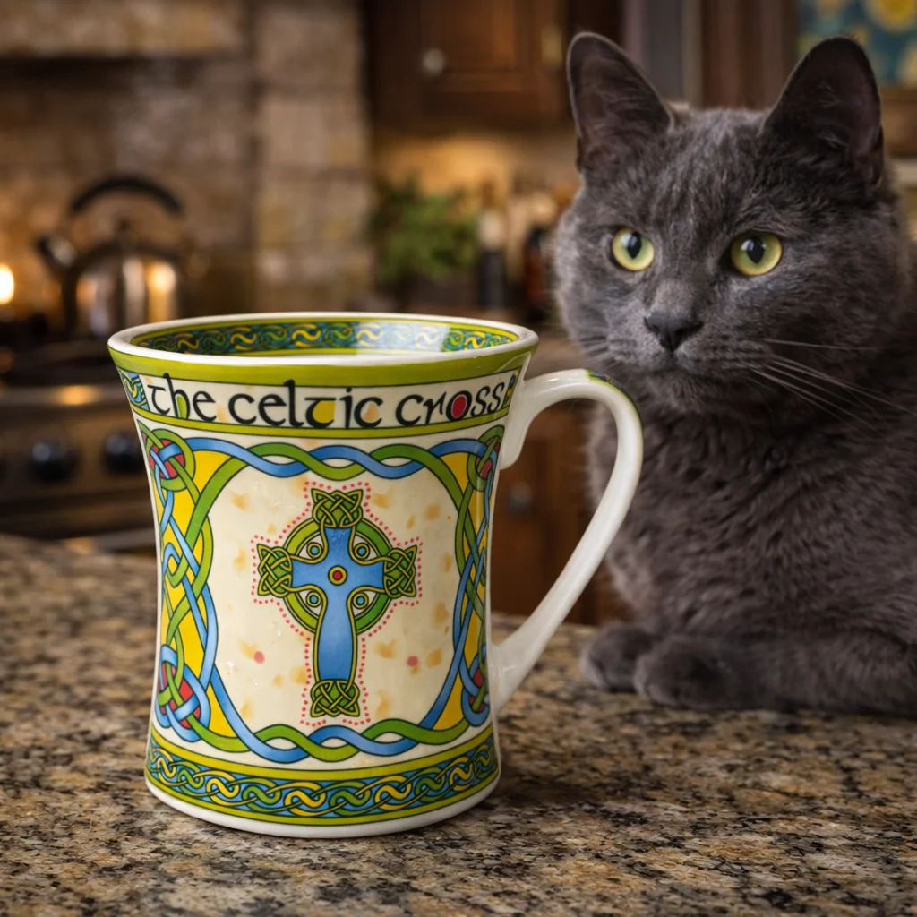 Celtic Cross Ceramic Mug – Irish Heritage Drinkware - Image 2 | Lily's Pad Studio